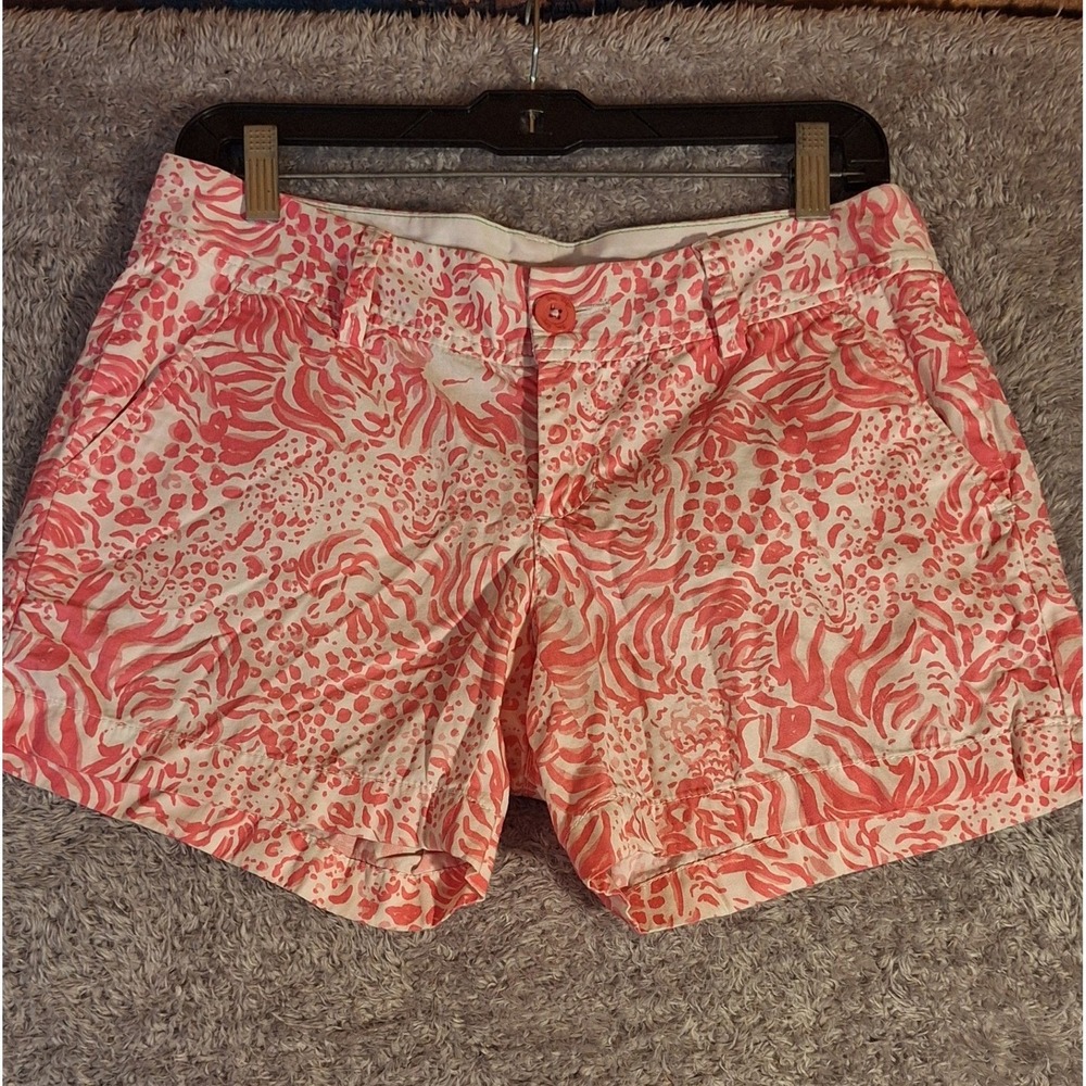 Lilly Pulitzer Callahan Shorts Size 4 Pink White Abstract Animal Print 32376